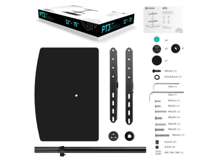 Подставка настольная ONKRON PT3 для LCD телевизора 32"-75", чернай Подставка настольная ONKRON PT3 для LCD телевизора 32"-75", чернай