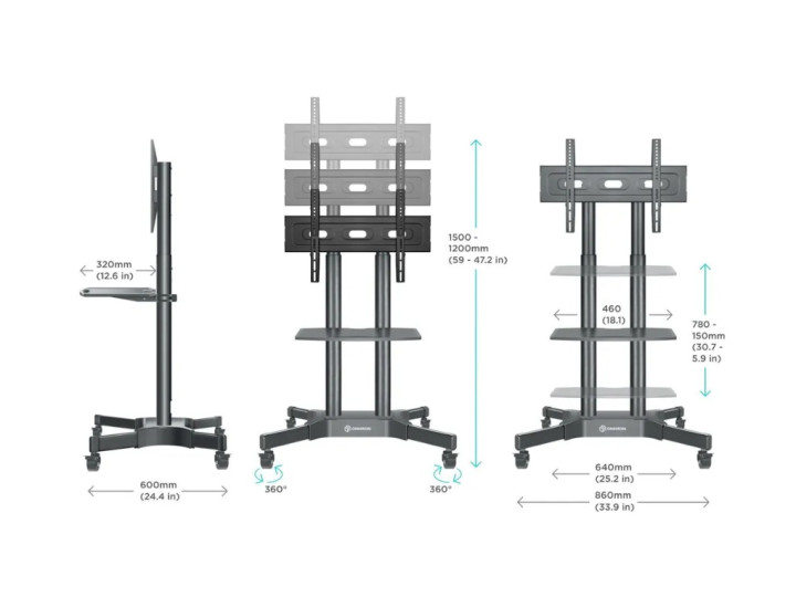 Мобильная стойка для ТВ ONKRON TS1351 чёрный, для 32"-65", нагрузка до 50 кг, регулировка высоты - 1200 - 1500 мм Мобильная стойка для ТВ ONKRON TS1351 чёрный, для 32"-65", нагрузка до 50 кг, регулировка высоты - 1200 - 1500 мм