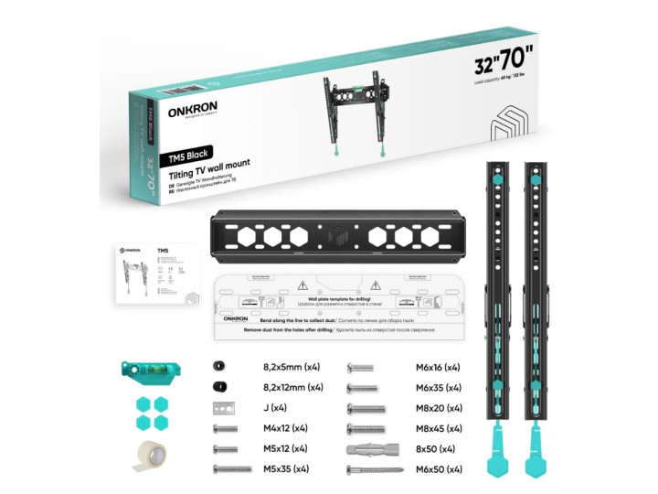 Кронштейн для ТВ ONKRON TM5 чёрный, для 32"-70" Кронштейн для ТВ ONKRON TM5 чёрный, для 32"-70"
