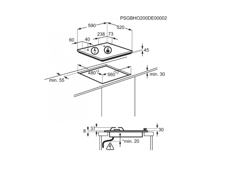 Поверхность газовая AEG HGB 64420SM