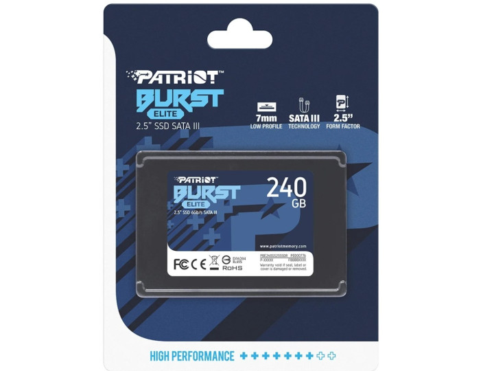 Твердотельный накопитель Patriot Memory Burst Elite 240 ГБ SATA PBE240GS25SSDR Твердотельный накопитель Patriot Memory Burst Elite 240 ГБ SATA PBE240GS25SSDR