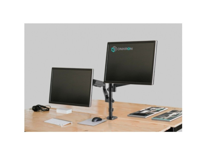Крепление для двух мониторов ONKRON G140 чёрный, для 13"-32", наклон 55°, поворот 180°, нагрузка до 16 кг, расстояние до стола 0-534 мм Крепление для двух мониторов ONKRON G140 чёрный, для 13"-32", наклон 55°, поворот 180°, нагрузка до 16 кг, расстояние до стола 0-534 мм