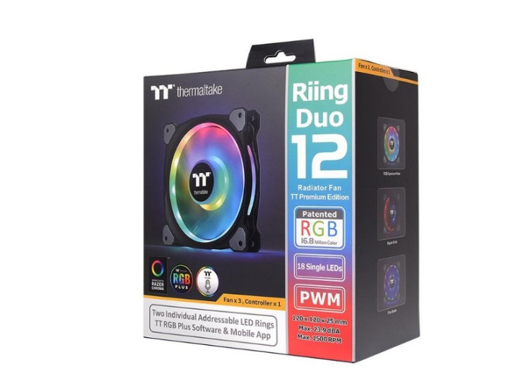 Комплект кулеров для корпуса Thermaltake Riing Duo 12 RGB Radiator Fan TT Premium Edition (3-Fan Pack) (CL-F073-PL12SW-A)