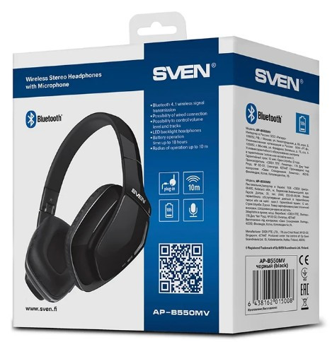 Беспроводные наушники с микрофоном SVEN AP-B550MV Bluetooth 4.1