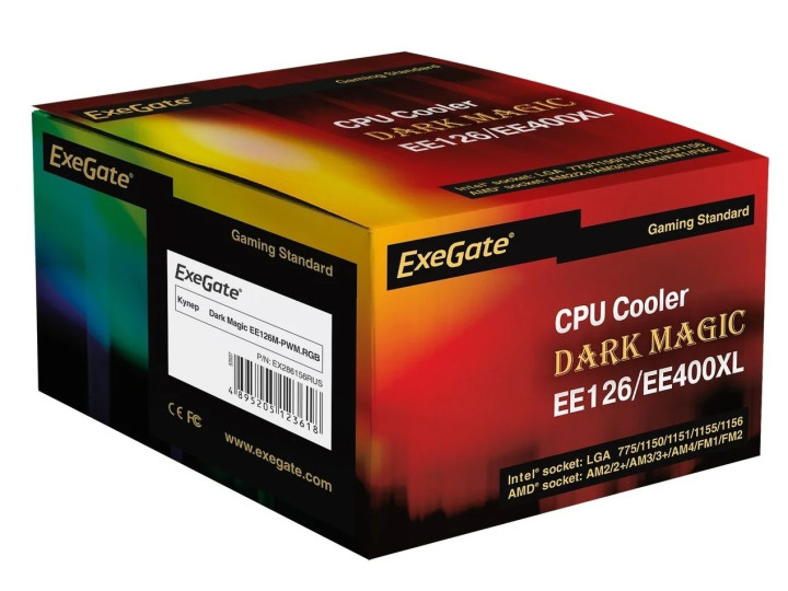 Кулер для процессора ExeGate Dark Magic EE126M-PWM.RGB черный/RGB 1 шт.