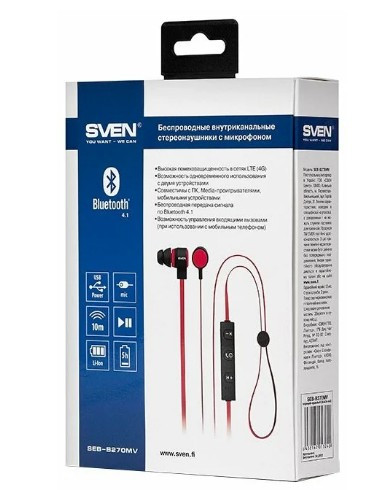 Беспроводные наушники с микрофоном SVEN SEB-B270MV* Bluetooth 4.1