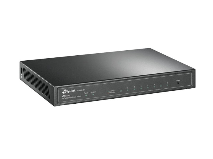 Коммутатор TP-LINK TL-SG2008 JetStream™ Smart коммутатор 8 гигабитных портов RJ45, включая 1 порт PoE In, стальной настольный корпус, интеграция с контроллером Omada SDN, статическая маршрутизация, 802.1Q VLAN, STP/RSTP/MSTP, IGMP Snooping, 802.1p/DSCP Qo