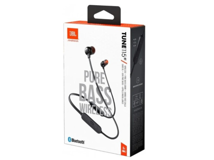 Беспроводные наушники с микрофоном JBL TUNE 115BT Black Беспроводные наушники с микрофоном JBL TUNE 115BT Black