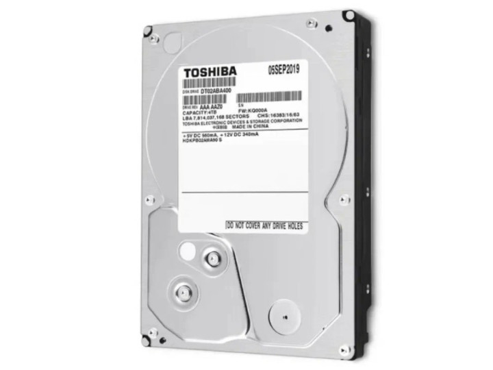 Жесткий диск 4000Gb (4TB) TOSHIBA 128Mb 5400rpm SATA3 (6Gb/s) ( DT02ABA400 ) размеры: 101.6 x 26.1 x 147 мм.