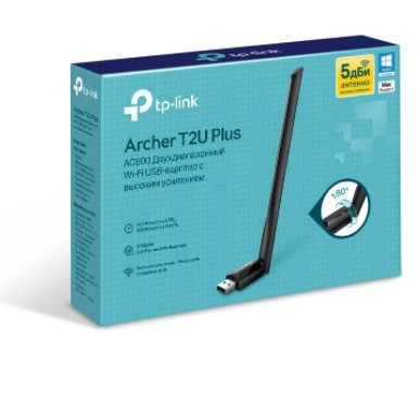 Wi-Fi адаптер TP-LINK Archer T2U Plus, черный