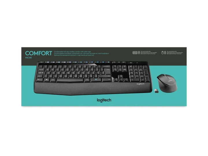 Комплект клавиатура + мышь Logitech Wireless Combo MK345 Black USB