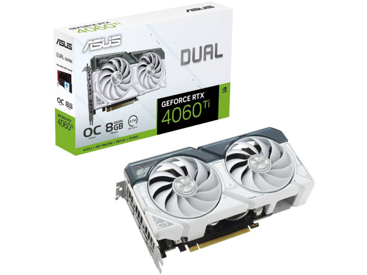 Видеокарта ASUS GeForce RTX 4060 Ti Dual White OC 8GB DLSS 3