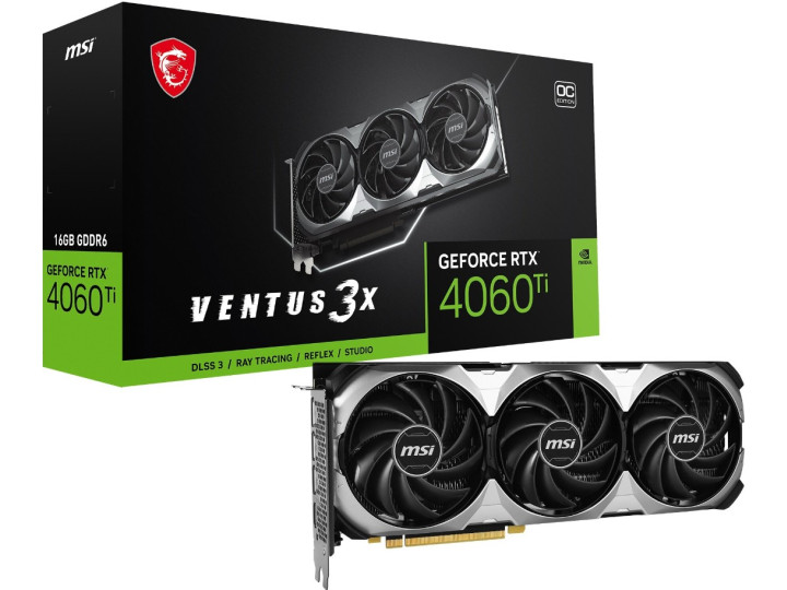 Видеокарта MSI GeForce RTX 4060 Ti Ventus 3X OC 16GB DLSS 3