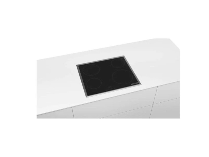 Электрическая варочная панель Bosch PKE645BB2E, цвет панели черный, цвет рамки серебристый