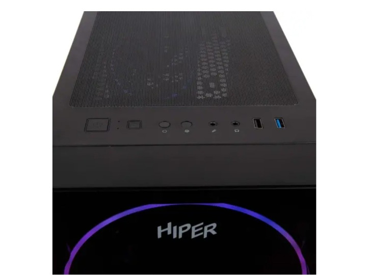 Корпус HIPER [ Gaming ] BH33 BLACK, Window (без бп) Mid Tower, ARGB вентиляторы, передняя панель Закаленное стекло, Максимальная длина видео карты - 330 мм, Встроенные вентиляторы: 2 x 200, USB2.0 x1, USB3.0х1, наушники, микрофон. Drive Bays: 2x 2.5, 2x 3