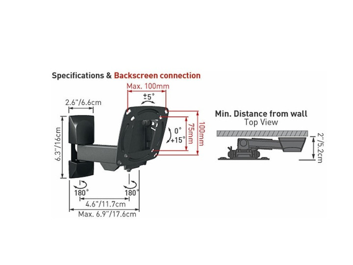 Крепление настенное для TV BARKAN E130 13"-29" Наклонно-поворотное (33-74см, VESA 75x75, 100x100) Крепление настенное для TV BARKAN E130 13"-29" Наклонно-поворотное (33-74см, VESA 75x75, 100x100)