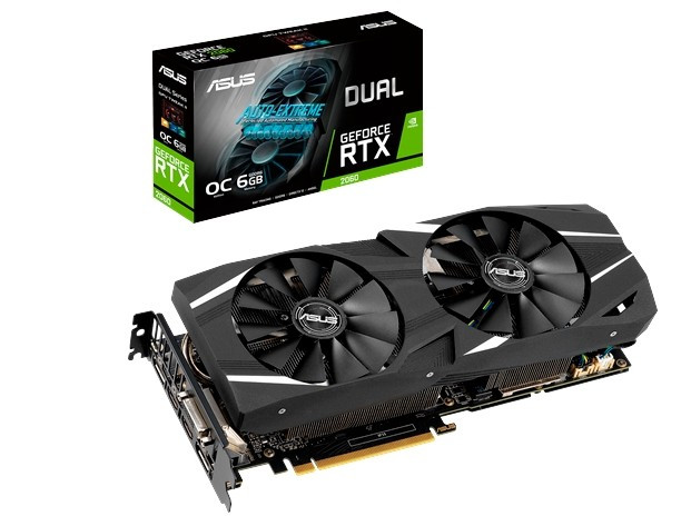 Видеокарта ASUS GeForce RTX2060 DUAL GDDR6 6144Mb 192-bit, PCI-Express 3.0 DUAL-RTX2060-O6G-E Видеокарта ASUS GeForce RTX2060 DUAL GDDR6 6144Mb 192-bit, PCI-Express 3.0 DUAL-RTX2060-O6G-E
