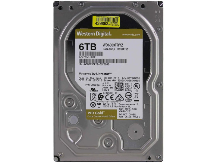 Жесткий диск WD GOLD 6TB WD6003FRYZ Жесткий диск WD GOLD 6TB WD6003FRYZ