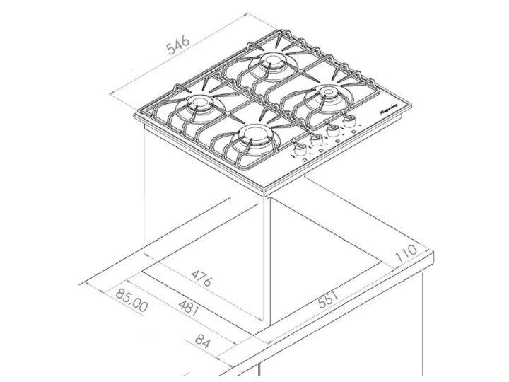 Газовая варочная панель Kuppersberg FQ601 W Газовая варочная панель Kuppersberg FQ601 W
