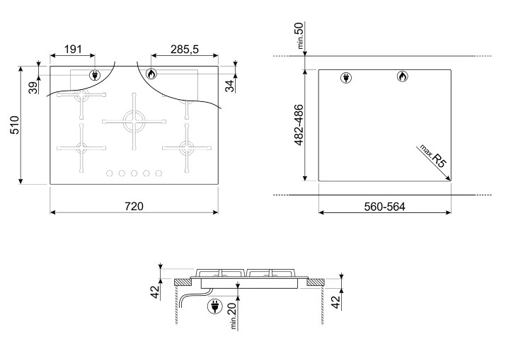 Варочная панель Smeg PV175N2 Варочная панель Smeg PV175N2
