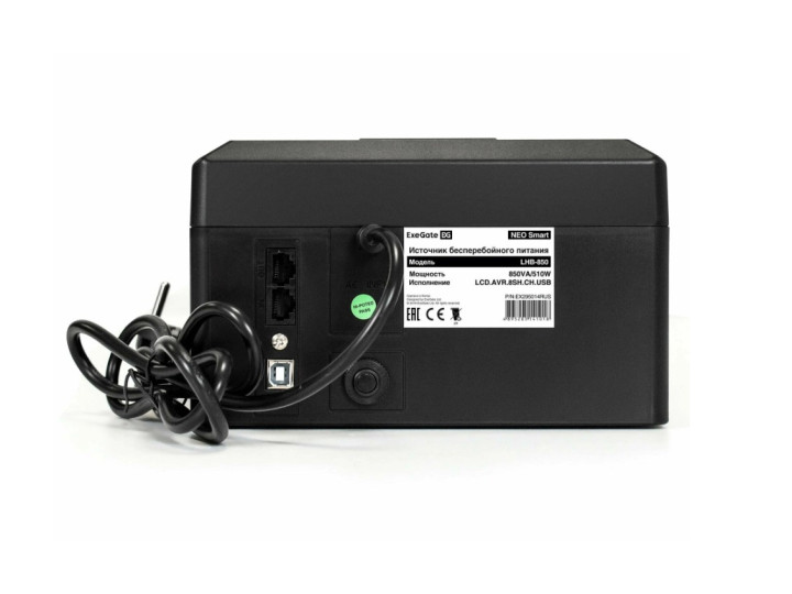 ИБП Exegate NEO Smart LHB-850.LCD.AVR.8SH.CH.RJ.USB, Black EX295014RUS